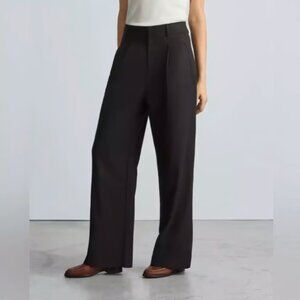NWT Everlane The Way-High Drape Wide Leg Trousers Cotton/Tencel, Size 6, Black